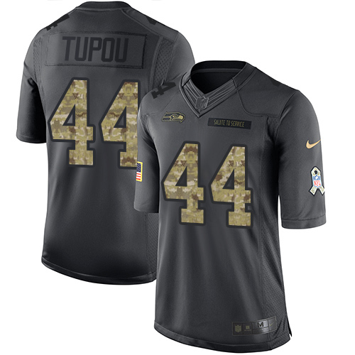 Men's Limited Tani Tupou Nike Jersey Black - #44 2016 Salute to Service NFL Seattle Seahawks